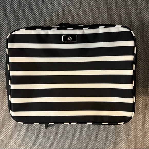 kate spade Handbags - Kate Spade Black and White Striped Cosmetic Bag